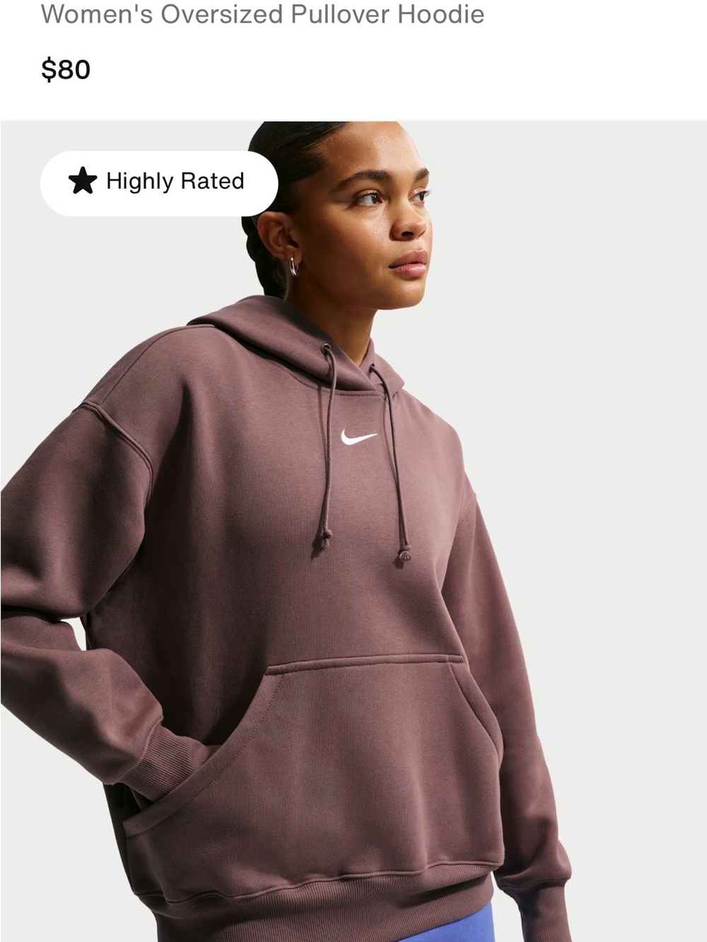Nike Mauve Brown Pullover Hoodie with Black Swoosh